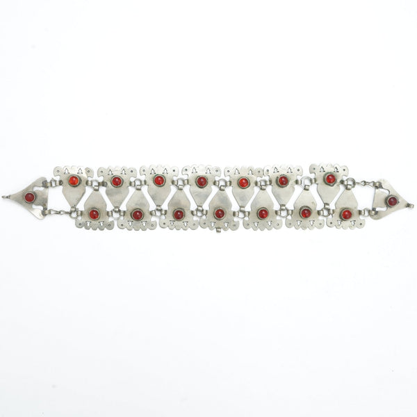 Turkoman belt ornament, silver & glass 41 x 6 cm
